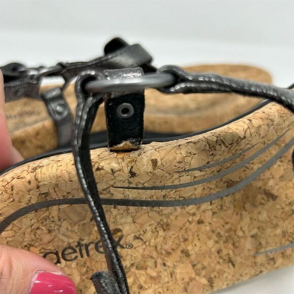 Aetrex Women's Silver Metallic Thong Slingback Sandals Cork Footbed Size 10.5-11 - Picture 12 of 13